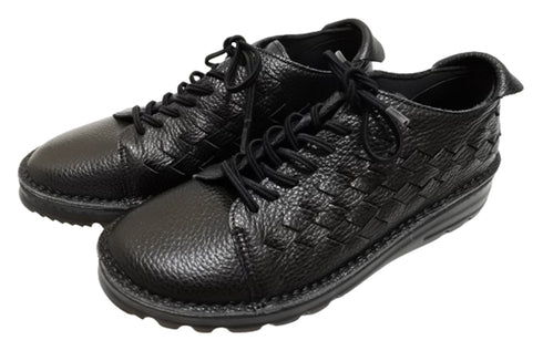 【TODAY'S 7287 ブラック】編み込みレザースニーカー レディース